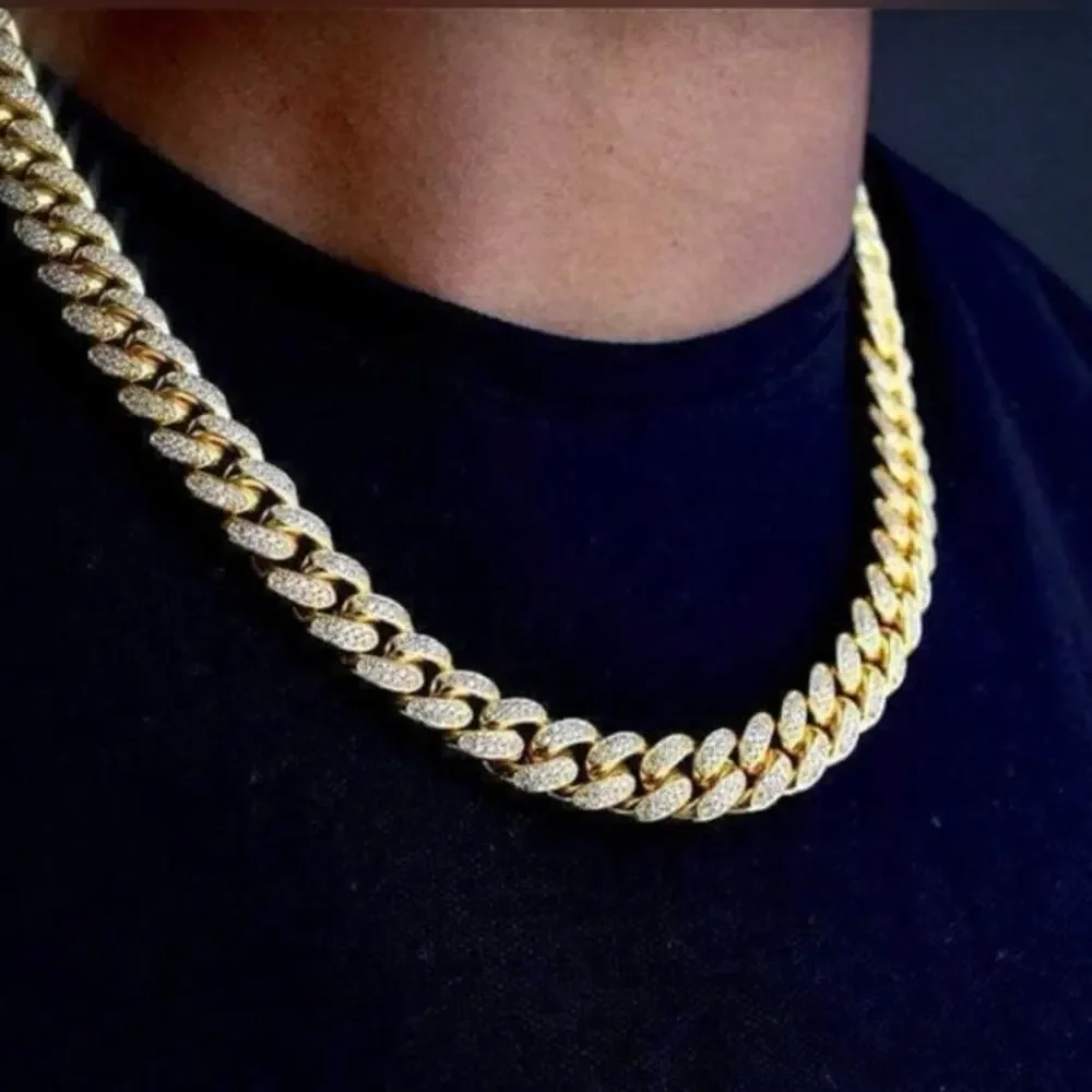 Gold Presidents Designer‎ Pres Cuban Link Cubic Zirconia 18k Gold Plated (12MM)